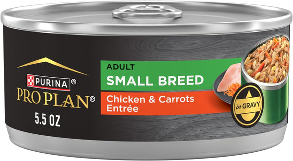 Purina Pro Plan Adult Small Breed Chicken and Carrots Entree in Gravy Wet Dog Food for Small Dogs - (Pack of 24) 5.5 oz. Cans