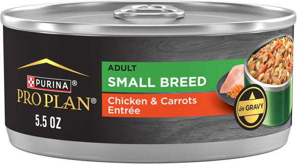 Purina Pro Plan Adult Small Breed Chicken and Carrots Entree in Gravy Wet Dog Food for Small Dogs - (Pack of 24) 5.5 oz. Cans