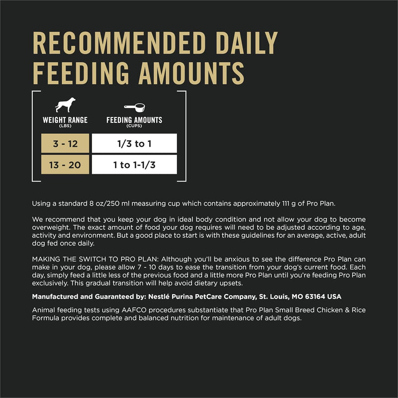 Purina Pro Plan Small Breed Dog Food With Probiotics for Dogs, Shredded Blend Chicken & Rice Formula